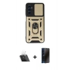 MARSİLYAN™- Galaxy A14 4G Kılıf Ahenk Klasik - Siyah 3D Antistatik Hayalet Cam Ekran Koruyucu + Kamera Lens Koruma Cam - SF