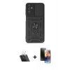 MARSİLYAN™- Galaxy A14 4G Kılıf Ahenk Klasik - Siyah 3D Antistatik Mat Seramik Nano Ekran Koruyucu + Kamera Lens Koruma Cam - SF