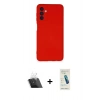MARSİLYAN™- Galaxy A14 4G Kılıf Ahenk Serisi - Şeffaf Pasifik Cam Ekran Koruyucu + Kamera Lens Koruma Cam - SF