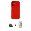 MARSİLYAN™- Galaxy A14 4G Kılıf Ahenk Serisi - Siyah 20D Premium Cam Ekran Koruyucu + Kamera Lens Koruma Cam - SF