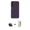 MARSİLYAN™- Galaxy A14 4G Kılıf Ahenk Serisi - Siyah 20D Premium Cam Ekran Koruyucu + Kamera Lens Koruma Cam - SF