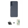 MARSİLYAN™- Galaxy A14 4G Kılıf Ahenk Serisi - Siyah 20D Premium Cam Ekran Koruyucu + Kamera Lens Koruma Cam - SF