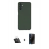 MARSİLYAN™- Galaxy A14 4G Kılıf Ahenk Serisi - Siyah 3D Antistatik Hayalet Cam Ekran Koruyucu + Kamera Lens Koruma Cam - SF