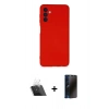 MARSİLYAN™- Galaxy A14 4G Kılıf Ahenk Serisi - Siyah 3D Antistatik Hayalet Cam Ekran Koruyucu + Kamera Lens Koruma Cam - SF