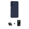 MARSİLYAN™- Galaxy A14 4G Kılıf Ahenk Serisi - Siyah 3D Antistatik Hayalet Cam Ekran Koruyucu + Kamera Lens Koruma Cam - SF