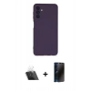MARSİLYAN™- Galaxy A14 4G Kılıf Ahenk Serisi - Siyah 3D Antistatik Hayalet Cam Ekran Koruyucu + Kamera Lens Koruma Cam - SF