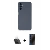 MARSİLYAN™- Galaxy A14 4G Kılıf Ahenk Serisi - Siyah 3D Antistatik Hayalet Cam Ekran Koruyucu + Kamera Lens Koruma Cam - SF