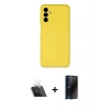 MARSİLYAN™- Galaxy A14 4G Kılıf Ahenk Serisi - Siyah 3D Antistatik Hayalet Cam Ekran Koruyucu + Kamera Lens Koruma Cam - SF