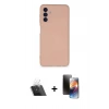 MARSİLYAN™- Galaxy A14 4G Kılıf Ahenk Serisi - Siyah 3D Antistatik Mat Seramik Nano Ekran Koruyucu + Kamera Lens Koruma Cam - SF