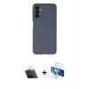 MARSİLYAN™- Galaxy A14 4G Kılıf Ahenk Serisi - Siyah 3D Antistatik Seramik Nano Ekran Koruyucu + Kamera Lens Koruma Cam - SF