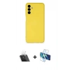 MARSİLYAN™- Galaxy A14 4G Kılıf Ahenk Serisi - Siyah 3D Antistatik Seramik Nano Ekran Koruyucu + Kamera Lens Koruma Cam - SF