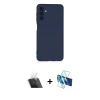 MARSİLYAN™- Galaxy A14 4G Kılıf Ahenk Serisi - Siyah 3D Antistatik Seramik Nano Ekran Koruyucu + Kamera Lens Koruma Cam - SF