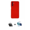 MARSİLYAN™- Galaxy A14 4G Kılıf Ahenk Serisi - Siyah 3D Antistatik Seramik Nano Ekran Koruyucu + Kamera Lens Koruma Cam - SF