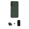 MARSİLYAN™- Galaxy A14 4G Kılıf Ahenk Serisi - Siyah 6D Antistatik Mat Seramik Hayalet Nano Ekran Koruyucu + Kamera Lens Koruma Cam - SF