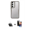 MARSİLYAN™- Galaxy A14 4G Kılıf Akış Çizgi Koleksiyonu - Siyah 3D Antistatik Mat Seramik Nano Ekran Koruyucu + Şeffaf Kamera Lens Koruma Cam