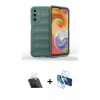 MARSİLYAN™- Galaxy A14 4G Kılıf Atlas Koleksiyonu - Siyah 3D Antistatik Cam Ekran Koruyucu + Kamera Lens Koruma Cam - SF