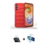 MARSİLYAN™- Galaxy A14 4G Kılıf Atlas Koleksiyonu - Siyah 3D Antistatik Cam Ekran Koruyucu + Kamera Lens Koruma Cam - SF