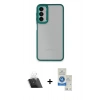 MARSİLYAN™- Galaxy A14 4G Kılıf Eksen Doku Prime - Şeffaf Royal Nano Ekran Koruyucu + Kamera Lens Koruma Cam - SF