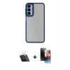 MARSİLYAN™- Galaxy A14 4G Kılıf Eksen Doku Prime - Siyah 3D Antistatik Mat Seramik Nano Ekran Koruyucu + Şeffaf Kamera Lens Koruma Cam