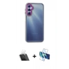 MARSİLYAN™- Galaxy A14 4G Kılıf Eksen Doku Prime - Siyah 3D Antistatik Seramik Nano Ekran Koruyucu + Şeffaf Kamera Lens Koruma Cam