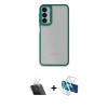 MARSİLYAN™- Galaxy A14 4G Kılıf Eksen Doku Prime - Siyah 3D Antistatik Seramik Nano Ekran Koruyucu + Şeffaf Kamera Lens Koruma Cam