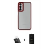 MARSİLYAN™- Galaxy A14 4G Kılıf Eksen Doku Prime - Siyah 6D Antistatik Mat Seramik Hayalet Nano Ekran Koruyucu + Kamera Lens Koruma Cam - SF