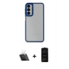 MARSİLYAN™- Galaxy A14 4G Kılıf Eksen Doku Prime - Siyah 6D Antistatik Mat Seramik Hayalet Nano Ekran Koruyucu + Kamera Lens Koruma Cam - SF