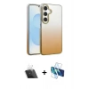 MARSİLYAN™- Galaxy A14 4G Kılıf Kıvılcım Minimal Özel Seri - Siyah 3D Antistatik Cam Ekran Koruyucu + Kamera Lens Koruma Cam - SF