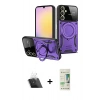 MARSİLYAN™- Galaxy A14 4G Kılıf Kıvılcım Modern Serisi - Siyah 20D Premium Cam Ekran Koruyucu + Kamera Lens Koruma Cam - SF