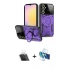 MARSİLYAN™- Galaxy A14 4G Kılıf Kıvılcım Modern Serisi - Siyah 3D Antistatik Seramik Nano Ekran Koruyucu + Kamera Lens Koruma Cam - SF