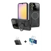 MARSİLYAN™- Galaxy A14 4G Kılıf Kıvılcım Modern Serisi - Siyah 3D Antistatik Seramik Nano Ekran Koruyucu + Kamera Lens Koruma Cam - SF
