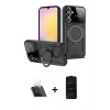 MARSİLYAN™- Galaxy A14 4G Kılıf Kıvılcım Modern Serisi - Siyah 6D Antistatik Mat Seramik Hayalet Nano Ekran Koruyucu + Kamera Lens Koruma Cam - SF