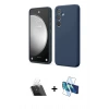 MARSİLYAN™- Galaxy A14 4G Kılıf Kozmos Yansıma Özel Seri - Siyah 3D Antistatik Cam Ekran Koruyucu + Kamera Lens Koruma Cam - SF