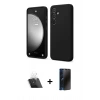 MARSİLYAN™- Galaxy A14 4G Kılıf Kozmos Yansıma Özel Seri - Siyah 3D Antistatik Hayalet Cam Ekran Koruyucu + Kamera Lens Koruma Cam - SF