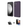 MARSİLYAN™- Galaxy A14 4G Kılıf Kozmos Yansıma Özel Seri - Siyah 3D Antistatik Mat Seramik Nano Ekran Koruyucu + Şeffaf Kamera Lens Koruma Cam