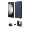 MARSİLYAN™- Galaxy A14 4G Kılıf Kozmos Yansıma Özel Seri - Siyah 3D Antistatik Mat Seramik Nano Ekran Koruyucu + Şeffaf Kamera Lens Koruma Cam