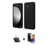 MARSİLYAN™- Galaxy A14 4G Kılıf Kozmos Yansıma Özel Seri - Siyah 3D Antistatik Mat Seramik Nano Ekran Koruyucu + Şeffaf Kamera Lens Koruma Cam