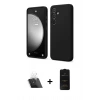 MARSİLYAN™- Galaxy A14 4G Kılıf Kozmos Yansıma Özel Seri - Siyah 6D Antistatik Mat Seramik Hayalet Nano Ekran Koruyucu + Kamera Lens Koruma Cam - SF