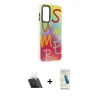 MARSİLYAN™- Galaxy A14 4G Kılıf Siluet Çizgi Koleksiyonu - Şeffaf Pasifik Cam Ekran Koruyucu + Kamera Lens Koruma Cam - SF