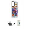 MARSİLYAN™- Galaxy A14 4G Kılıf Siluet Çizgi Koleksiyonu - Şeffaf Pasifik Cam Ekran Koruyucu + Kamera Lens Koruma Cam - SF