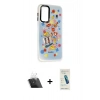 MARSİLYAN™- Galaxy A14 4G Kılıf Siluet Çizgi Koleksiyonu - Şeffaf Pasifik Cam Ekran Koruyucu + Kamera Lens Koruma Cam - SF