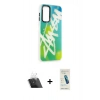 MARSİLYAN™- Galaxy A14 4G Kılıf Siluet Çizgi Koleksiyonu - Şeffaf Pasifik Cam Ekran Koruyucu + Kamera Lens Koruma Cam - SF