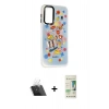 MARSİLYAN™- Galaxy A14 4G Kılıf Siluet Çizgi Koleksiyonu - Siyah 20D Premium Cam Ekran Koruyucu + Şeffaf Kamera Lens Koruma Cam