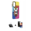 MARSİLYAN™- Galaxy A14 4G Kılıf Siluet Çizgi Koleksiyonu - Siyah 3D Antistatik Mat Seramik Nano Ekran Koruyucu + Kamera Lens Koruma Cam - SF