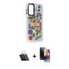 MARSİLYAN™- Galaxy A14 4G Kılıf Siluet Çizgi Koleksiyonu - Siyah 3D Antistatik Mat Seramik Nano Ekran Koruyucu + Kamera Lens Koruma Cam - SF