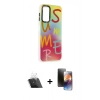 MARSİLYAN™- Galaxy A14 4G Kılıf Siluet Çizgi Koleksiyonu - Siyah 3D Antistatik Mat Seramik Nano Ekran Koruyucu + Kamera Lens Koruma Cam - SF