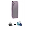 MARSİLYAN™- Galaxy A14 4G Kılıf Vadi Minimal - Siyah 3D Antistatik Seramik Nano Ekran Koruyucu + Kamera Lens Koruma Cam - SF