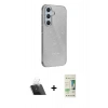 MARSİLYAN™- Galaxy A14 4G Kılıf Yankı Doku Prime - Siyah 20D Premium Cam Ekran Koruyucu + Kamera Lens Koruma Cam - SF