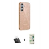 MARSİLYAN™- Galaxy A14 4G Kılıf Yankı Doku Prime - Siyah 20D Premium Cam Ekran Koruyucu + Kamera Lens Koruma Cam - SF