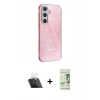 MARSİLYAN™- Galaxy A14 4G Kılıf Yankı Doku Prime - Siyah 20D Premium Cam Ekran Koruyucu + Kamera Lens Koruma Cam - SF